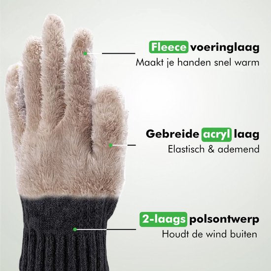 Travelhawk Gloves - Fleece - Splashproof Gloves Men - Gloves Ladies - Gloves Winter - Scooter/Bike - Black
