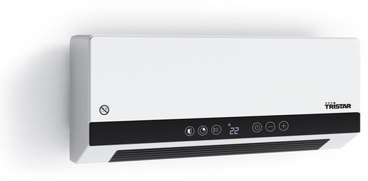 Tristar KA-5210 Poêle électrique en céramique - 2000W - avec minuterie, télécommande et fonction ventilateur - montage mural - économe en énergie