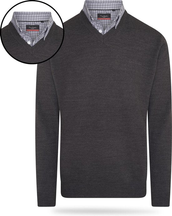 Pierre Cardin - Chandails pour hommes Pullover à col roulé - Gris - Taille XL