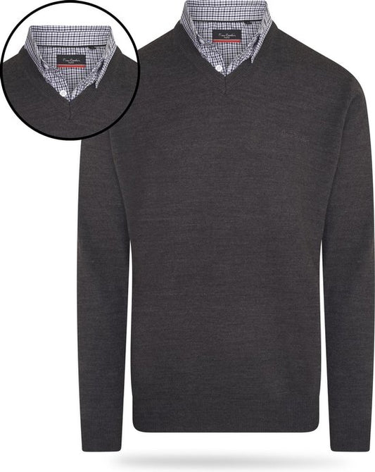 Pierre Cardin - Chandails pour hommes Pullover à col roulé - Gris - Taille XL