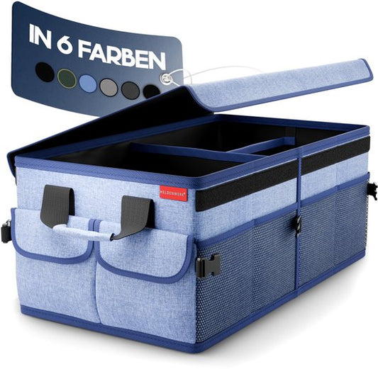 HELDENWERK Organisateur de bottes premium avec couvercle, robuste et antidérapant - Sac à bottes pliable, grand avec double fond - Boîte de coffre, boîte d'organisation de bottes