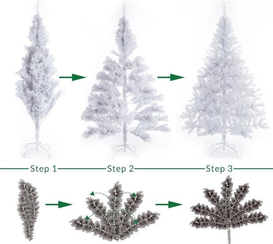 Sapin de Noël Casaria PVC - Base métal - 180 cm Blanc