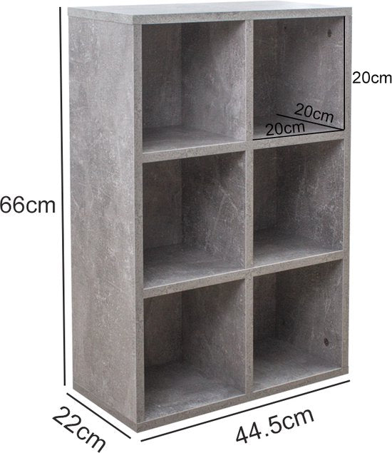 VDD Armoire à compartiments - Armoire de rangement - Bibliothèque - Armoire murale - 6 compartiments ouverts - Gris - 97.5x 97.5x33 cm