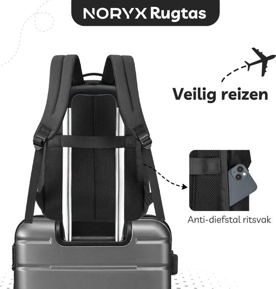 Noryx Origin Backpack 27L - 15.6 inch - Sac à dos pour ordinateur portable - Sac d'école - Homme et femme - Splashproof - Noir