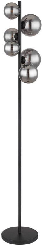 Lampadaire RIHA Glass 155.0cm Matt Black | Smoked G9 6-Light