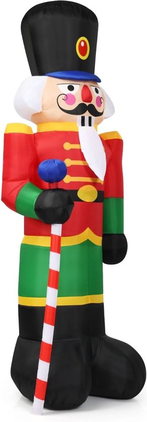 Costway Grand soldat de Noël gonflable Casse-Noisette avec 3 lumières LED colorées - 2.4m