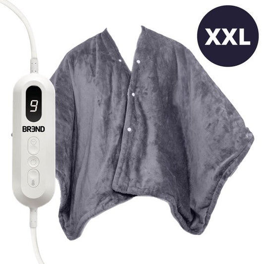 BREND BR-2220 Couverture électrique et Poncho - Sherpa et Flanelle Plaid - Cape de chaleur - 160 x 130 cm - 9 réglages de température - Anthracite