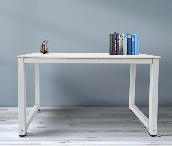 Bureau table informatique - table de cuisine - métal bois - 120 cm x 60 cm - blanc