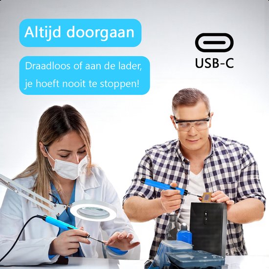 Tech Essentials Fer à souder sans fil - 8W - USB-C - avec étain - kit - soudure fine - stylo - batterie - set de soudure - souder - outil électrique - orange