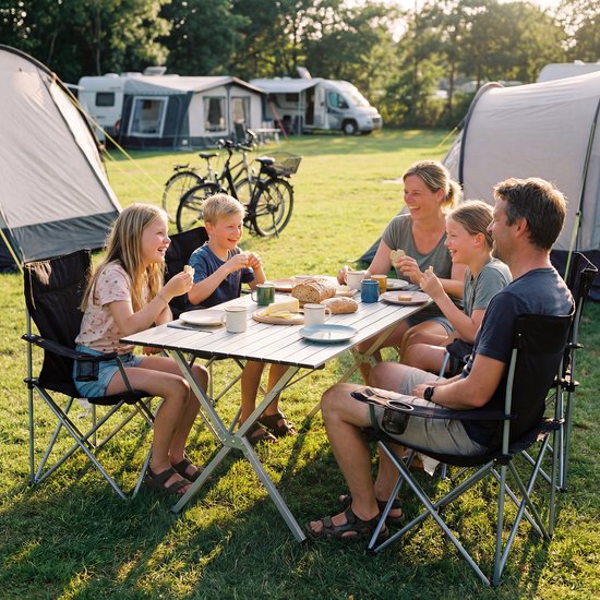 TRVLMORE Table de camping - 120x70x70cm - Légère avec structure en aluminium - Table pliante ajustable - Table de camping - Table pliante - Noir
