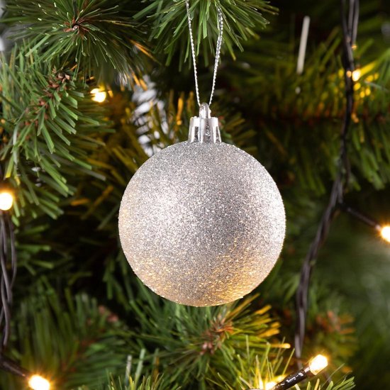 Boules de Noël 24pcs - Ø6cm Matt Shiny Shimmering - Plastic Silver