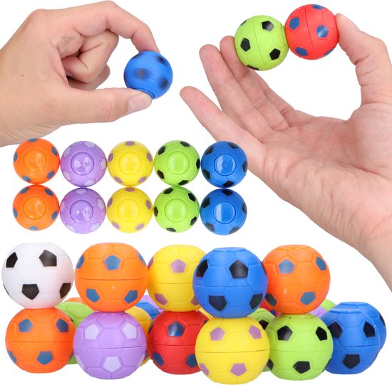 Partizzle 32x Mini Football Fidget Spinners Package - Handout Gifts - Grabbelton Toys Treat Gifts - For Children & Toddlers