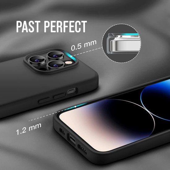 Podec Case Suitable For iPhone 14 pro - Phone Case And Screen Protector - Protective Glass - Black