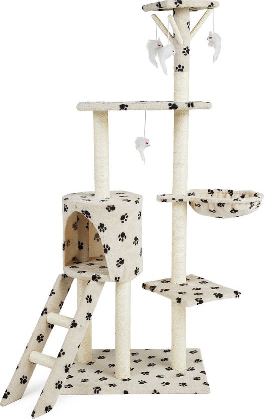 Lifa Living griffoir - Arbre à chat - Griffoir pour chat - 42x60x138.5 cm - crème/noir