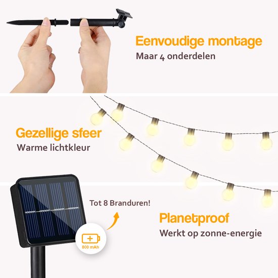 Happy Goods Solar Garden Lights - 20 LED Outdoor Light String - 3 m Illuminated + 2 m Cord - Outdoor Lighting Light Garland - Lighting Chains
