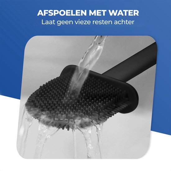 Roegaarden Brosse WC avec support - Brosse WC - Silicone - A poser et à suspendre - Noir entier