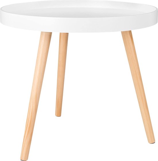 Rootz Table d'appoint - Support de café - Table de chevet - Accent de salon - Support de salon - Table d'appoint - Blanc - 50 x 44 cm (ø x H)