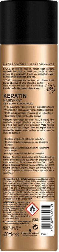 Syoss - Spray pour cheveux - Kératine - 4 - 400ml