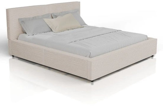 Lit rembourré Salerno - velours côtelé - 180x200cm - Beige