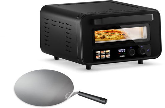 Princess 112780 Pizza Oven Pro Max - Jusqu'à 400°C - 2100W - 15 litres - Four à pizza électrique 30cm - Table Top - Comprend une pierre à pizza en pierre naturelle - Commandes numériques - Utilisation intérieure et extérieure - Noir