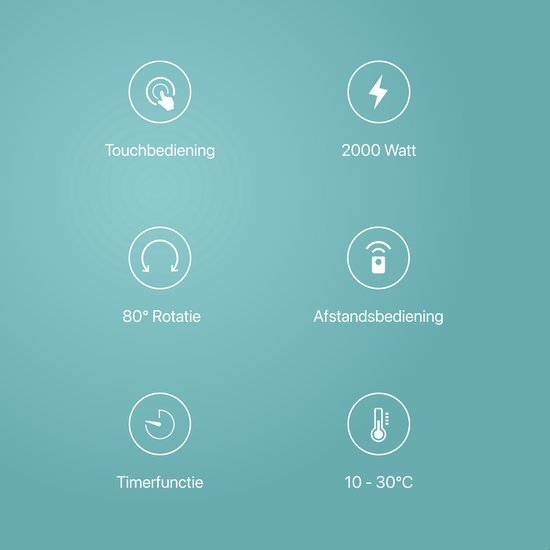 AirKing Chauffage électrique - 2000 Watts - Noir - Chauffage céramique avec télécommande et fonction minuterie