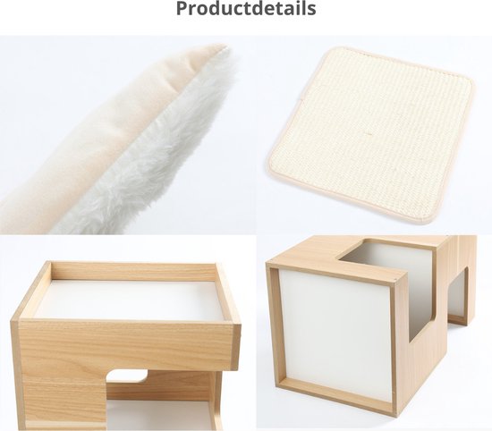 Livista® - Maison pour chat - Couleur bois naturel - 60x30x30 cm - Matériaux de haute qualité - Avec coussin