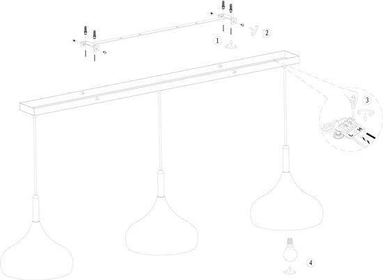 Mexlite - lampe suspendue - Bjorr - blanc - bois métal - grande lampe de table de salle à manger - E27 - 3099W