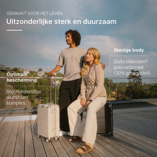 ONYX Hybrid Pro Check-in Suitcase Large 100 Litres - Polycarbonate recyclé et design sans fermeture éclair - Valise de voyage avec serrure TSA et roues Spinner - Trolley léger avec compartiment pour ordinateur portable - Onyx Black