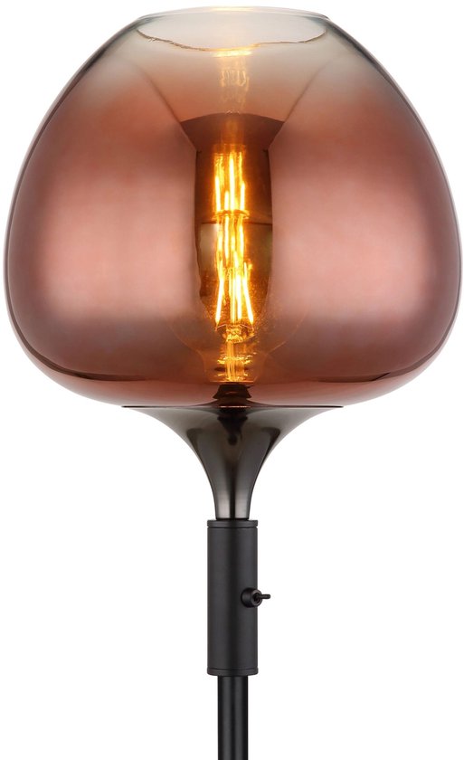 Lampadaire RIHA Glass 155.0cm Matt Black | Smoked G9 6-Light