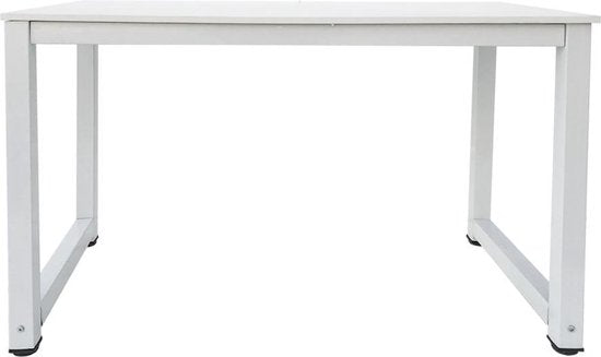 Bureau table informatique - table de cuisine - métal bois - 120 cm x 60 cm - blanc