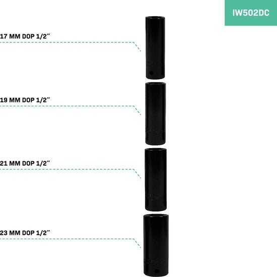 VONROC Clé à chocs à batterie 20V - 4 positions : 100/200/300/400Nm - 4 capuchons d'écrous inclus - convient pour changer les boulons et les écrous de roue - Sans batterie ni chargeur