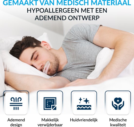 PurelyGoods® Ruban buccal - 90 pièces - Anti ronflement - Ruban buccal - Ruban de bouche - Myotape - Pansements buccaux