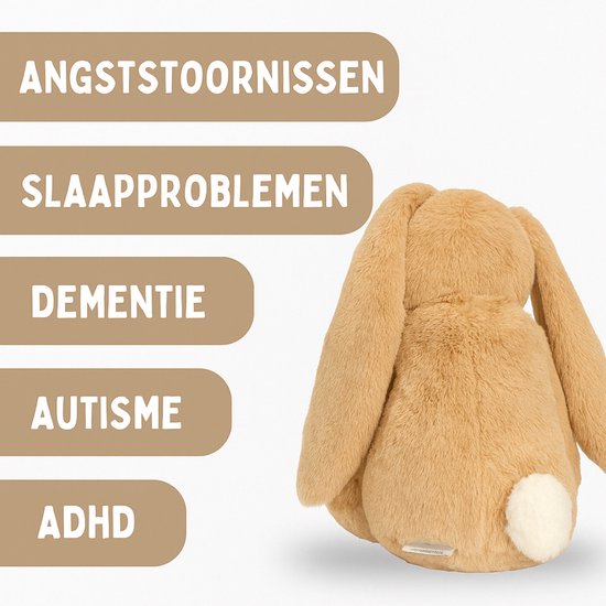 Peluche lestée 2Kg - Peluche lestée - Coco Rabbit - Peluche lestée - Jouet sensoriel - Pour enfants et adultes - Marron - Avec sac de rangement en toile