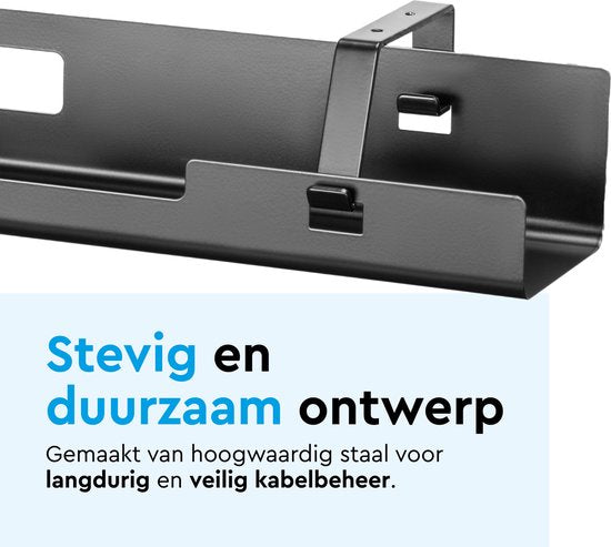 BRASQ Chemin de câbles universel Noir pour dessous de bureau - Comprend des rangements de câbles - Gestion des câbles
