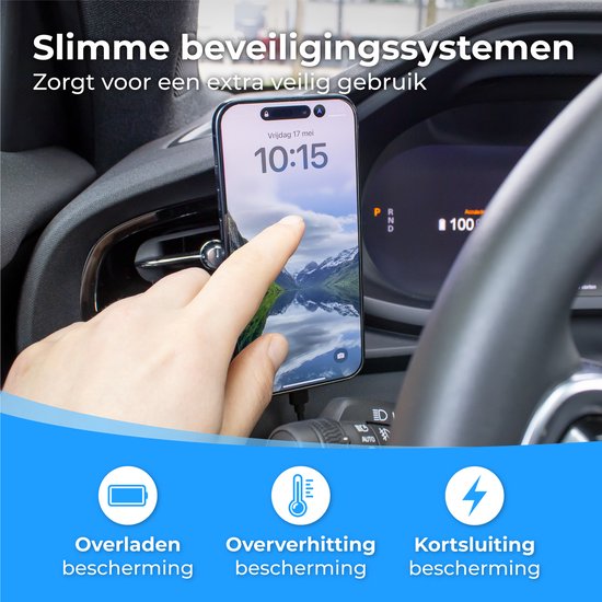 Nuvance Phone Holders Car - Convient pour MagSafe iPhone 12/13/14/15/16 - Support de téléphone - Chargeur sans fil - Support de téléphone mobile pour voiture