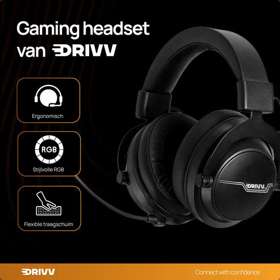 Drivv. PRO Casque de jeu sans fil avec microphone - Casque de jeu Bluetooth adapté à PS4, PS5, Xbox Series et PC - Sans fil 2.4GHz