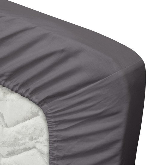 Ten Cate - Drap-housse 160x200 - Drap-housse 160x200 - Convient pour sur-matelas 160 x 200 - Satin de coton - Sur-matelas 160x200 - Hauteur d'angle 10 cm - Anthracite