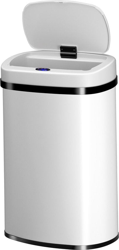 Poubelle automatique / Poubelle à déchets / Poubelle à détecteur - 50 litres - Blanc - Rectangle