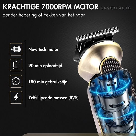 Tondeuse à barbe 9-en-1 pour homme - Sansbeauté® Tondeuse pour barbe et corps - 9 accessoires inclus - Tondeuse pour homme - Tondeuse pour homme - Tondeuse à cheveux - Tondeuses - 0.5-15MM - Nez et oreilles - Tondeuse - Machine à barbe - Multigroomer