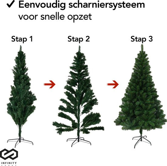 Infinity Goods Artificial Christmas Tree With LED Lights - 240 cm - Arbre de Noël réaliste en plastique - Support en métal - Vert