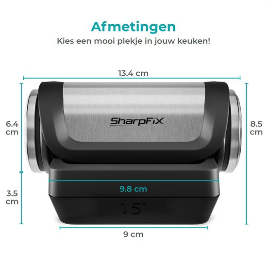 SharpFix Aiguiseur de couteaux à roulettes Glide4 - 4 angles d'aiguisage - Aiguiseur de couteaux antidérapant - Aiguiseur de piercing - Acier tranchant - Noir