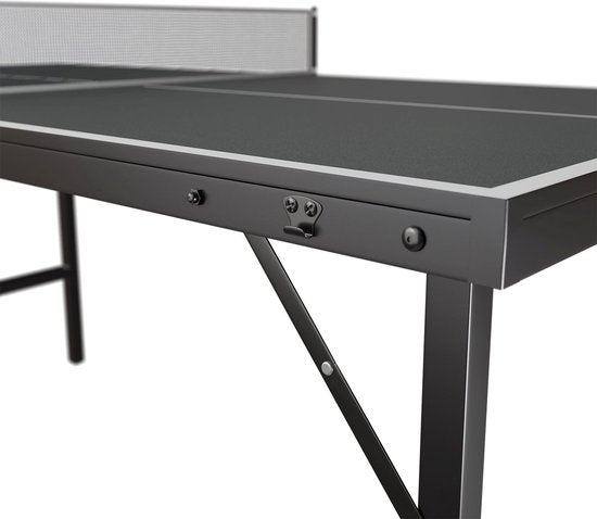 Juskys Mini Table de Tennis de Table Flexi - Noir/Argent - 152 x 71 x 71 cm - Accessoires inclus