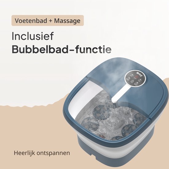 Brixy Bain de pieds à massage automatique - Appareil de massage des pieds - Bain de pieds électrique - Pliable - Chauffe jusqu'à 48°C - 14L