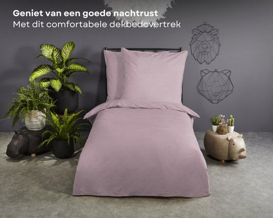 Good Morning Enveloppe de couette "uni pattern" - Rose - (135x200 cm) - Coton