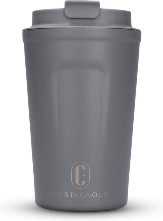 Castagnola Thermos Cup - Coffee Mug To Go - Travel Mug for Coffee and Tea - Tea Mug - 380 ML - stainless steel - Grey