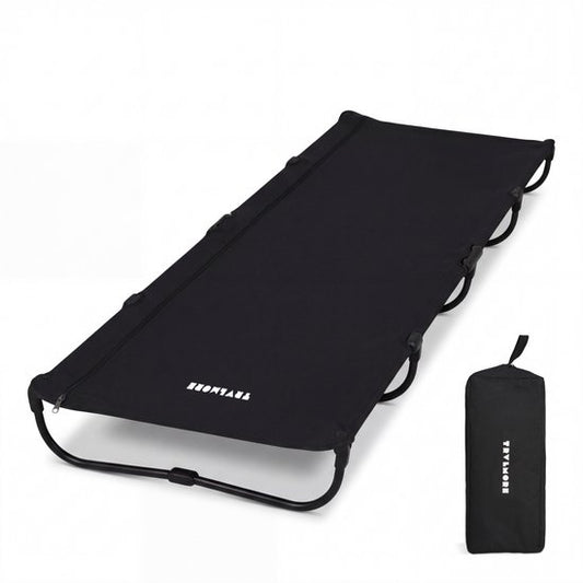 TRVLMORE Lit de Camp pliable - Capacité de charge 120KG - Lit de camping avec sac de transport - Brancard 1 personne - Structure en acier - 193x66x15 cm - Noir