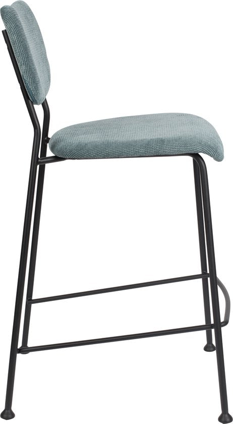 Zuiver Benson Tabourets de bar dossier 64.5 cm Gris/Bleu - Lot de 2