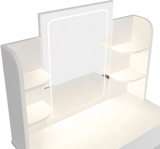 Coiffeuse Zoey - Miroir LED inclus - Blanc