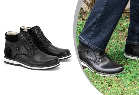 Milanoro - Elégantes baskets en cuir pour homme - Noir - Taille 43