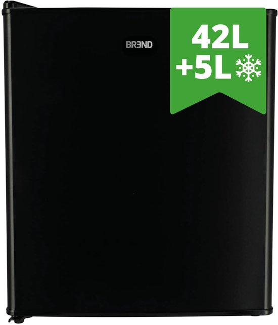 BREND BR-2241 Mini réfrigérateur avec congélateur - 42 + 5 litres - Réfrigérateur-congélateur - Eclairage LED - Noir - Idéal pour le bureau, le camping et la chambre à coucher